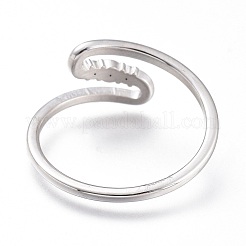 304ステンレススチール指輪  クリアキュービックジルコニア  ステンレス鋼色  USサイズ6~9  内径：16~19mm&nbsp;RJEW-F110-12P