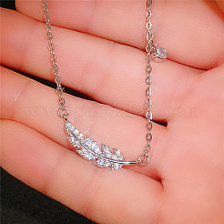 Ожерелья с подвесками из прозрачного кубического циркония из листовой латуни с микропаве для женщин FS-WGF074F-01