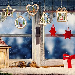 10 pz 5 ornamenti da appendere in legno in stile&nbsp;sgWOOD-SZ0004-04