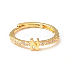 Прозрачное регулируемое кольцо с буквой из прозрачного циркония RJEW-C052-01G-N