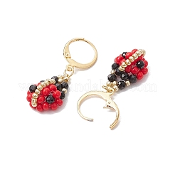 Стекло бисер болтающиеся серьги EJEW-MZ00329