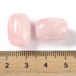 レジンヨーロピアンビーズ  大穴ビーズ  模造キャットアイ  バレル  ピンク  16x12mm  穴：5.2mm&nbsp;RESI-F055-11C