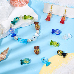 20 шт. 10-х цветные бусины-рыбки из фольги ручной работы&nbsp;FOIL-TA0001-04