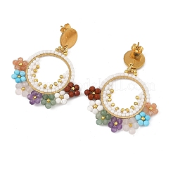 Boucles d'oreilles pendantes tressées en améthyste naturelle&nbsp;EJEW-MZ00787