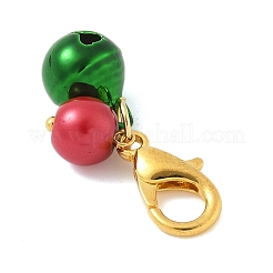 25 шт. подвеска в виде двухцветного латунного колокольчика и стеклянных бусин-жемчужин&nbsp;HJEW-JM04038