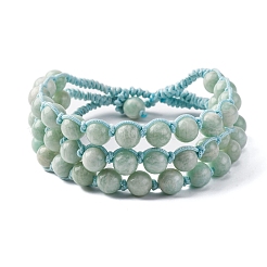 Браслеты из натуральных амазонитовых круглых бусин для мужчин и женщин BJEW-G743-02A