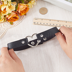 Punk-Metall-Herz-Halsketten aus PU-Leder für Frauen&nbsp;NJEW-CL0001-20