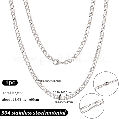 Collier chaîne cubaine en acier inoxydable 304 (1 pièce) pour homme et femme&nbsp;NJEW-BM0001-08C