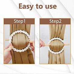 Кольцевой хлопковый шнур для подхвата штор с деревянной палочкой&nbsp;DIY-WH0899-328