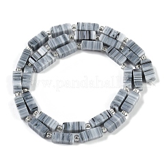 手作りランプワークビーズ連売り  シードビーズ付き長方形  銀  10~11x4.5x4mm  穴：0.8mm  約32~33個/連  15.94''（40.5センチメートル）&nbsp;LAMP-Q037-01B-08