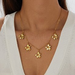 Collar babero de acero inoxidable 304 con múltiples colgantes florales para mujer&nbsp;WG4B855-01
