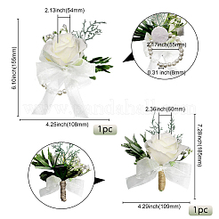 Броши из шелковой ленты и запястье AJEW-WH0285-23