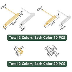 40 шт. 4 стиля прямоугольная фурнитура для сережек-гвоздиков из нержавеющей стали 304 STAS-UN0056-72