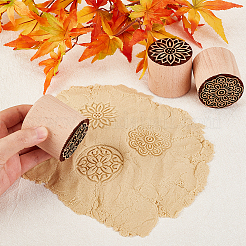 3 шт. 3 стиля круглые деревянные традиционные китайские штампы в виде лунных пряников AJEW-OC0004-19B