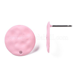 スプレー塗装鉄スタッドピアスパーツ  穴付き  フラットラウンド  ピンク  14mm  穴：1.4mm  ピン：0.7mm&nbsp;IFIN-N008-016C