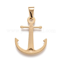 304ステンレスペンダント  アンカー  ゴールドカラー  32x26x2mm  穴：5x7mm&nbsp;STAS-J036-118G