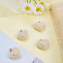 5 pz pendenti in ottone e plastica ABS con perle finte&nbsp;KK-SZ0003-15C
