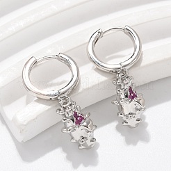 Латунные кубических серьги циркония обруч EJEW-Q015-01P-A