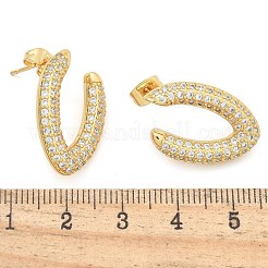 Серьги-гвоздики из латуни с микро-паве из прозрачного кубического циркония для женщин&nbsp;EJEW-C125-21A-G