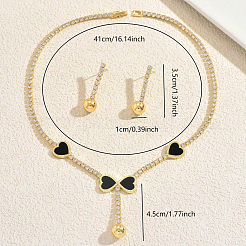 Комплекты из латунных ожерелий и серег в форме сердца с кубическим цирконием для женщин UE8340