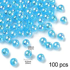 透明なアクリルビーズ  ab色メッキ  ラウンド  ディープスカイブルー  8mm  穴：2mm&nbsp;MACR-YW0002-90A-03