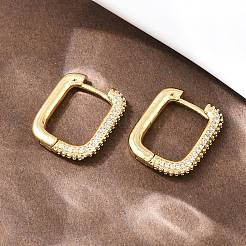 Прямоугольные латунные серьги-гвоздики с прозрачными кубическими циркониями&nbsp;EJEW-A156-12B-G