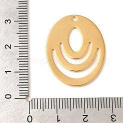 イオンプレーティング（IP）304ステンレスペンダント  オーバルチャーム  ゴールドカラー  28x22x1mm  穴：1.6mm&nbsp;STAS-U025-07G