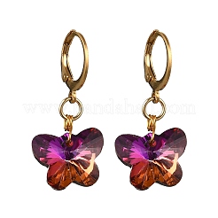 Серьги-кольца из нержавеющей стали 304 со стеклянными вставками&nbsp;EJEW-JE06486