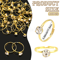 40 шт. регулируемые кольца из сплава со стразами для женщин&nbsp;RJEW-SP0001-02G