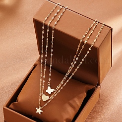 3 pz 3 stili lega stella/cuore/farfalla ciondolo catena dapped collane set per le donne&nbsp;PW-WGED6D9-01