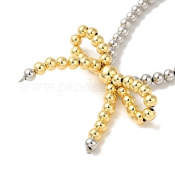 Braccialetti con perline rotonde in ottone con placcatura a cremagliera&nbsp;BJEW-K248-01PG