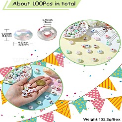 100 pièce de perles acryliques arc-en-ciel plaquées UV&nbsp;PACR-CJ0001-35
