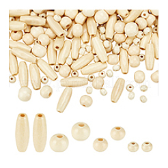 480 шт. 4 стиля крашеных бусин из натурального дерева WOOD-PH0003-64