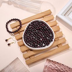 100шт круглые бусины из натурального граната с прочной эластичной эластичной нитью G-SZ0002-34