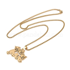 201 полое ожерелье с милым котом из нержавеющей стали для женщин NJEW-K283-38G
