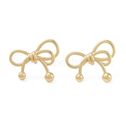 女性用ラックメッキ蝶結び真鍮スタッドピアス  カドミウムフリー＆鉛フリー  長持ちメッキ  18KGP本金メッキ  20x25mm&nbsp;EJEW-NH0002-01G