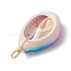 Pendentifs en coquillage cauri naturel peints à la bombe bleu ciel profond&nbsp;PALLOY-JF04260-02
