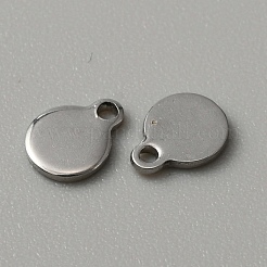 304ステンレススチールブランクチャーム  フラットラウンド  ステンレス鋼色  6.5x5x0.8mm  穴：1mm&nbsp;STAS-WH0022-89A-P