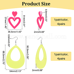 8 пара 8 стильных акриловых сережек-гвоздиков в форме сердца и капли со стальными штифтами для женщин EJEW-PH0001-12