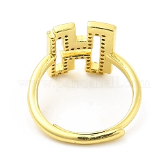 Регулируемое кольцо с инициалами из разноцветной эмали и прозрачным кубическим цирконием RJEW-P045-01G-H