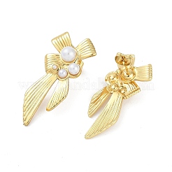 Серьги-гвоздики с бантом из нержавеющей стали 304 с ионным покрытием (IP)&nbsp;EJEW-Z068-42G