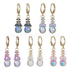 Серьги с заклепками из стеклянных бусин EJEW-MZ00398