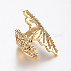 Anillos de dedo con rhinestone de acero inoxidable 304 con revestimiento iónico (IP)&nbsp;RJEW-H125-57G