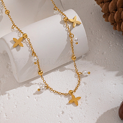 Элегантные женские ожерелья с подвесками в виде креста и круглых бусин из нержавеющей стали 304 и искусственного жемчуга YC6903