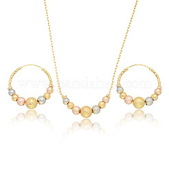 Ожерелья и серьги-кольца из латунных круглых бусин для женщин FS-WG8D76A-01