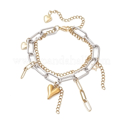 Многослойные браслеты из цепочек-скрепок и панцирных цепей из нержавеющей стали 304 BJEW-JB12750