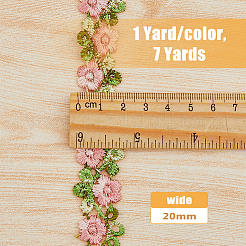 7 ярд двухцветной полиэстеровой цветочной кружевной ленты с градиентом OCOR-DC0001-12