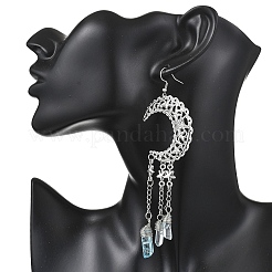 2 пара серег-подвесок из натурального лунного кварца EJEW-JE06765