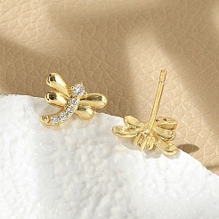 Серьги-гвоздики из циркония&nbsp;EJEW-R016-26G-10