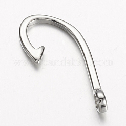 変色しにくい304ステンレススチールフック留め具  釣り針チャーム  ステンレス鋼色  39.5x17x7mm  穴：4mm&nbsp;X-STAS-D166-92P